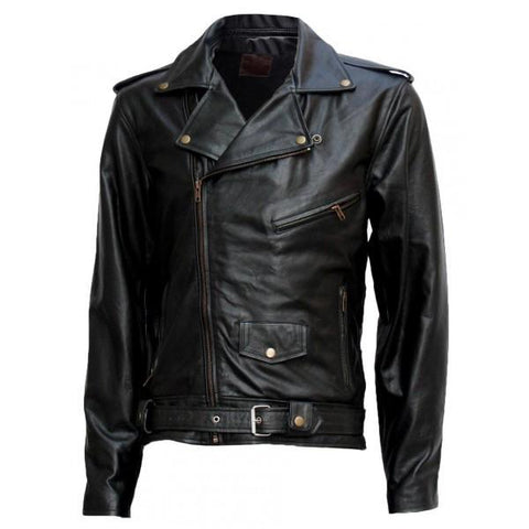 Super Terminator Black Motorcycle Leather Jacket - Super Leather Wear