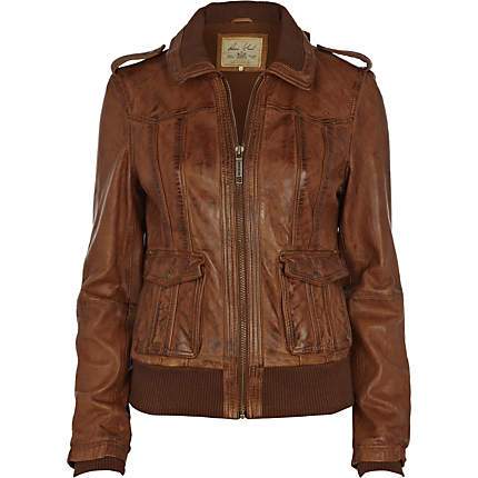 Super Brown Women Bomber Leather Jackets - Super Leather Wear