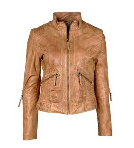 Super Brown Women Classic Leather Jackets - Super Leather Wear