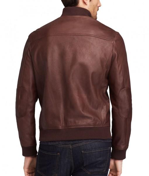 Super Dark Brown Men Bomber Leather Jacket - Super Leather Wear