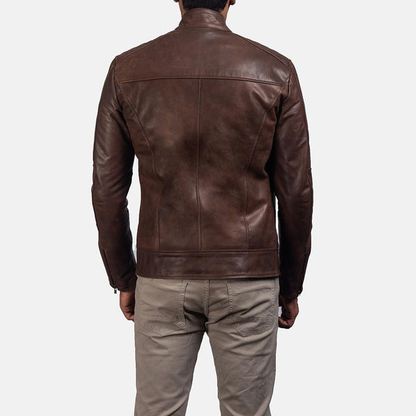 Super Dean Brown Leather Biker Jacket - Super Leather Wear