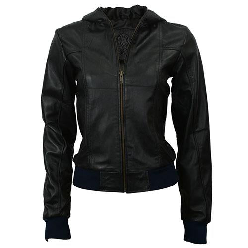 Super Hooded Women Bomber Leather Jackets - Super Leather Wear