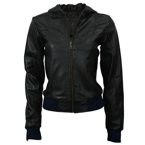 Super Hooded Women Bomber Leather Jackets - Super Leather Wear
