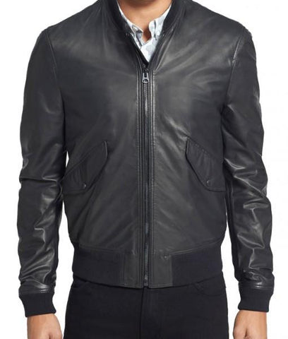 Super Jetblack Mens Bomber Leather Jackets - Super Leather Wear