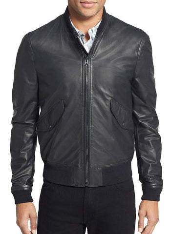 Super Jetblack Mens Bomber Leather Jackets - Super Leather Wear