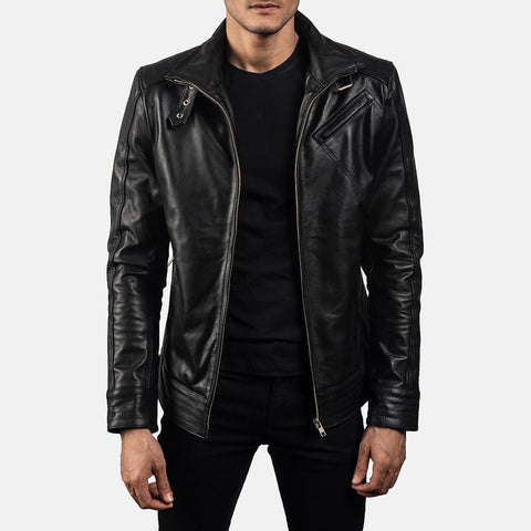 Super Legacy Black Leather Biker Jacket - Super Leather Wear