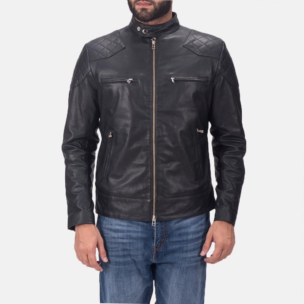 Super Gatsby Black Leather Biker Jacket - Super Leather Wear