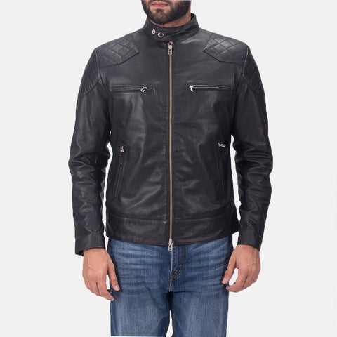 Super Gatsby Black Leather Biker Jacket - Super Leather Wear