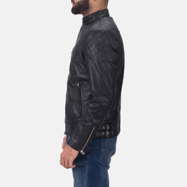Super Gatsby Black Leather Biker Jacket - Super Leather Wear