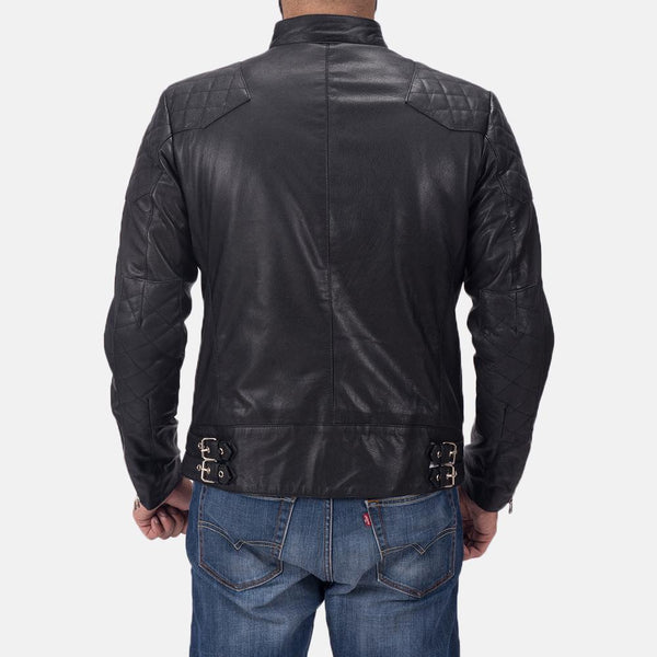 Super Gatsby Black Leather Biker Jacket - Super Leather Wear