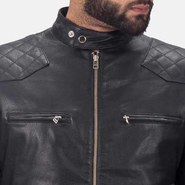 Super Gatsby Black Leather Biker Jacket - Super Leather Wear