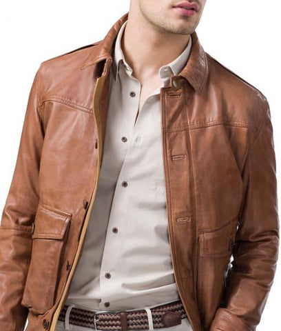 Super Rocko Men Leather Bomber Jackets - Super Leather Wear