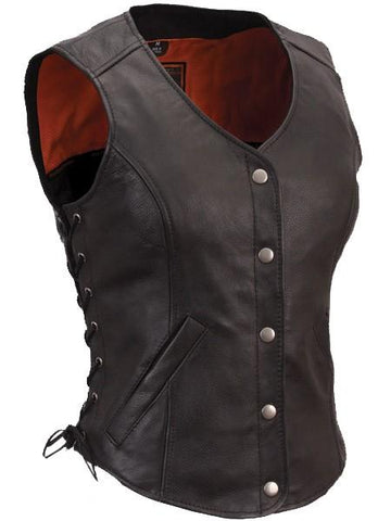 Super Side Lace Women Leather Vests - Super Leather Wear