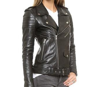 Super Stripes Women Biker Leather Jackets - Super Leather Wear
