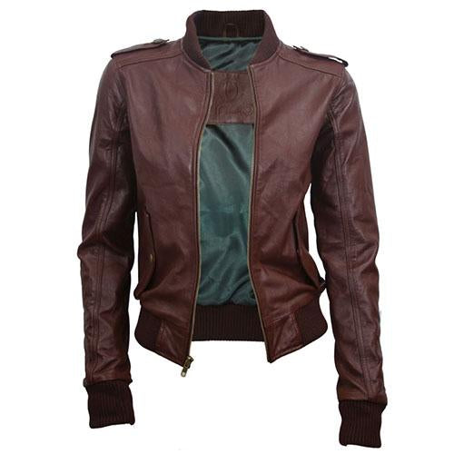 Super Tweed Women Bomber Leather Jackets - Super Leather Wear