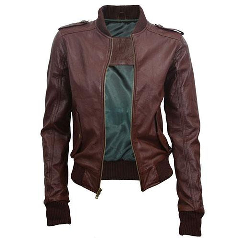 Super Tweed Women Bomber Leather Jackets - Super Leather Wear