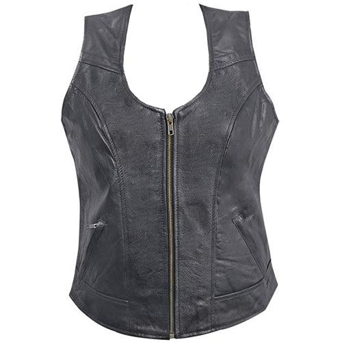 Super Zipping Women Leather Vests - Super Leather Wear