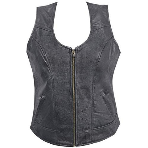Super Zipping Women Leather Vests - Super Leather Wear