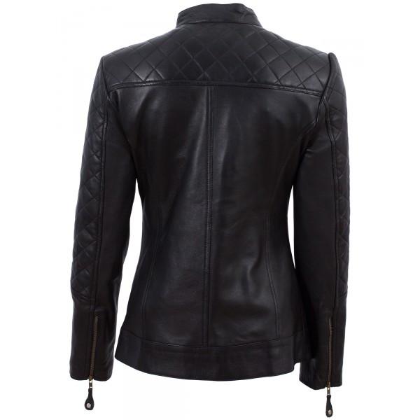 Super Cafe Racer Black Ladies Leather Jacket - Super Leather Wear