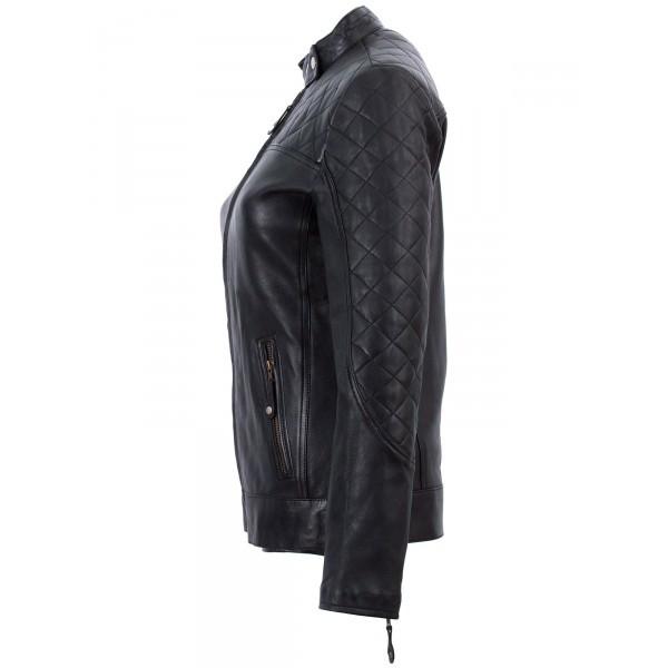 Super Cafe Racer Black Ladies Leather Jacket - Super Leather Wear