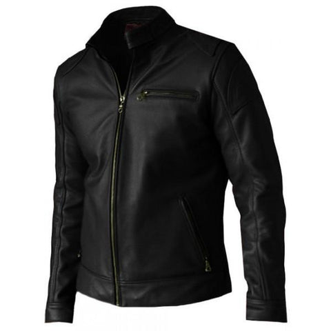 Super Premium Quality Men's Black Leather Biker Jacket - Super Leather Wear